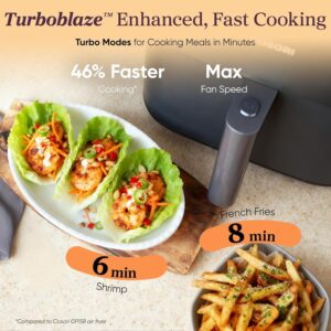 Cosori 9-in-1 TurboBlaze Air Fryer 6 Qt, Premium Ceramic Coating, 90°–450°F, Precise Heating for Even Results, Air Fry, Roast, Bake, Broil, Dry, Frozen, Proof, Reheat, Keep Warm, 120V, Dark Gray - Image 6