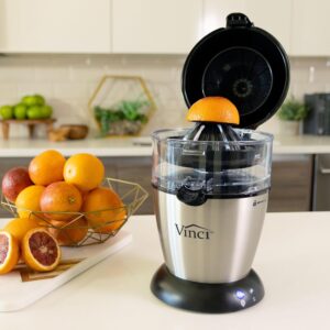 Vinci Hands Free Electric Citrus Juicer, 1-Button Juicer Machine, Orange Lime Grapefruit Lemon Squeezer, Easy to Clean Orange Juicer Squeezer, Black/Stainless Steel - Image 2
