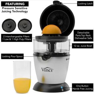 Vinci Hands Free Electric Citrus Juicer, 1-Button Juicer Machine, Orange Lime Grapefruit Lemon Squeezer, Easy to Clean Orange Juicer Squeezer, Black/Stainless Steel - Image 6