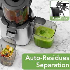 Cold Press Juicer with Stainless Steel Base, 5.4 Inch Wide Feed Chute, Juicer Machines For Whole Fruits & Vegetables, Slow Masticating High Yield Juice Makers - Image 3
