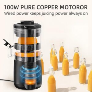 Keerain Electric Orange Juicer, Hand-Free Citrus Juicer Machine with Cleaning Brush, High-Performance Automatic Juice Squeezer for Lemon, Lime, Grapefruit, Pomegranate, Easy to Clean & Use - Image 3