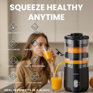 Keerain Electric Orange Juicer, Hand-Free Citrus Juicer Machine with Cleaning Brush, High-Performance Automatic Juice Squeezer for Lemon, Lime, Grapefruit, Pomegranate, Easy to Clean & Use - Image 6