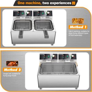 electric turkey fryer Commercial deep fryer with basket 3600W27.4QT with timer26L deepen deep fryer Variable twin cylinder 13.7QT*2 Rapid heating - Image 4
