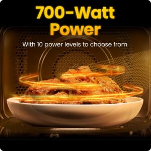 Chefman Countertop Microwave Oven 0.7 Cu. Ft., 700 Watts with 10 Power Levels, 6 Cooking Presets with One-Touch Express Cook, Eco Mode, Child Safety Lock, & Mute Button - Black - Image 6
