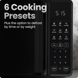 Chefman Countertop Microwave Oven 0.7 Cu. Ft., 700 Watts with 10 Power Levels, 6 Cooking Presets with One-Touch Express Cook, Eco Mode, Child Safety Lock, & Mute Button - Black - Image 7