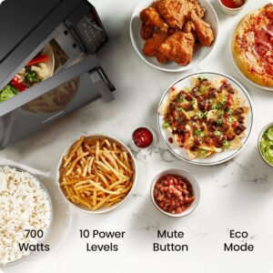 Chefman Countertop Microwave Oven 0.7 Cu. Ft., 700 Watts with 10 Power Levels, 6 Cooking Presets with One-Touch Express Cook, Eco Mode, Child Safety Lock, & Mute Button - Black - Image 8