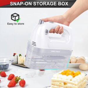 Lord Eagle Hand Mixer Electric Handheld 400W, 5-Speed Lightweight Kitchen Mixer with Storage Case, 5 Stainless Steel Attachments for Baking Cake Egg Cream Food Beater, Turbo+Eject Button - Image 3