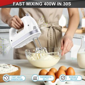 Lord Eagle Hand Mixer Electric Handheld 400W, 5-Speed Lightweight Kitchen Mixer with Storage Case, 5 Stainless Steel Attachments for Baking Cake Egg Cream Food Beater, Turbo+Eject Button - Image 4