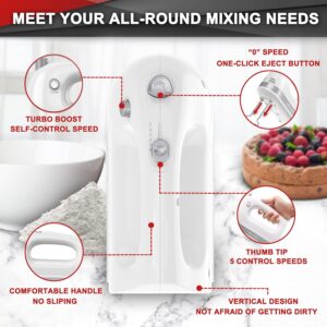 Lord Eagle Hand Mixer Electric Handheld 400W, 5-Speed Lightweight Kitchen Mixer with Storage Case, 5 Stainless Steel Attachments for Baking Cake Egg Cream Food Beater, Turbo+Eject Button - Image 5