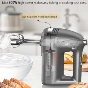 Electric Hand Mixer, Powerful Hand Mixer Electric Handheld with 304 Beaters, Dough Hook,Hand Held Mixer with Turbo for Baking Cakes, Eggs, Cream Food(Grey) - Image 6