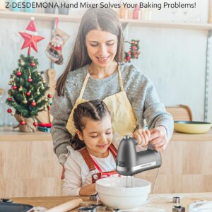 Electric Hand Mixer, Powerful Hand Mixer Electric Handheld with 304 Beaters, Dough Hook,Hand Held Mixer with Turbo for Baking Cakes, Eggs, Cream Food(Grey) - Image 8