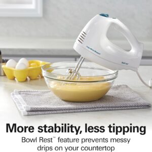 Hamilton Beach 6-Speed Electric Hand Mixer with Whisk, Traditional Beaters, Snap-On Storage Case, 250 Watts, White - Image 3