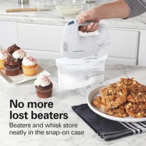 Hamilton Beach 6-Speed Electric Hand Mixer with Whisk, Traditional Beaters, Snap-On Storage Case, 250 Watts, White - Image 6
