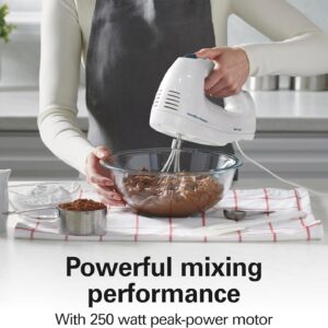 Hamilton Beach 6-Speed Electric Hand Mixer with Whisk, Traditional Beaters, Snap-On Storage Case, 250 Watts, White - Image 8