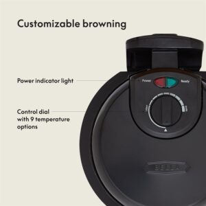 ella Classic Rotating Belgian Waffle Maker with Nonstick Plates, Removable Drip Tray, Adjustable Browning Control and Cool Touch Handles, Black - Image 4