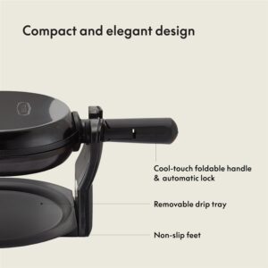 ella Classic Rotating Belgian Waffle Maker with Nonstick Plates, Removable Drip Tray, Adjustable Browning Control and Cool Touch Handles, Black - Image 5