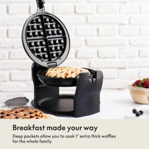 ella Classic Rotating Belgian Waffle Maker with Nonstick Plates, Removable Drip Tray, Adjustable Browning Control and Cool Touch Handles, Black - Image 7