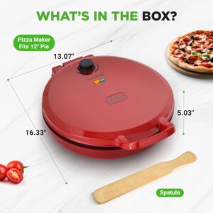 NutriChef Countertop Pizza Maker | 1500W Non-Stick Electric Pizza Cooker | Make 12" Personal Pizzas, Eggs, Toast & More | Cool-Touch Handles, Compact & Space-Saving | Temp Range 175-400°F | Red - Image 7