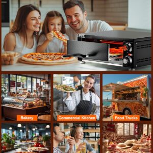 PYY Electric Pizza Oven Indoor Countertop Pizza Oven Commercial Pizza Maker Machine for Home with Timer Stainless Steel Pizza Cooker,Matte Black - Image 2