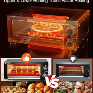 PYY Electric Pizza Oven Indoor Countertop Pizza Oven Commercial Pizza Maker Machine for Home with Timer Stainless Steel Pizza Cooker,Matte Black - Image 4