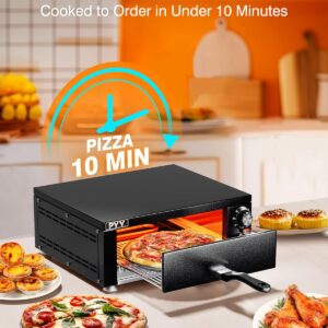 PYY Electric Pizza Oven Indoor Countertop Pizza Oven Commercial Pizza Maker Machine for Home with Timer Stainless Steel Pizza Cooker,Matte Black - Image 5