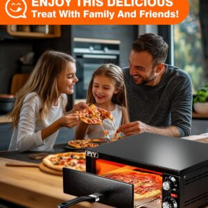 PYY Electric Pizza Oven Indoor Countertop Pizza Oven Commercial Pizza Maker Machine for Home with Timer Stainless Steel Pizza Cooker,Matte Black - Image 7