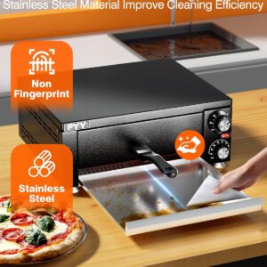 PYY Electric Pizza Oven Indoor Countertop Pizza Oven Commercial Pizza Maker Machine for Home with Timer Stainless Steel Pizza Cooker,Matte Black - Image 8