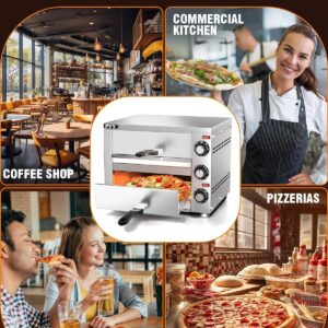 PYY Countertop Pizza Oven 12 Inch Electric Indoor Pizza Oven Commercial Stainless Steel 2-Layers Pizza Cooker with Timer for Home Restaurant (Grey) - Image 2