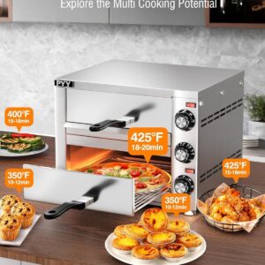 PYY Countertop Pizza Oven 12 Inch Electric Indoor Pizza Oven Commercial Stainless Steel 2-Layers Pizza Cooker with Timer for Home Restaurant (Grey) - Image 3