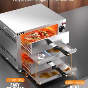 PYY Countertop Pizza Oven 12 Inch Electric Indoor Pizza Oven Commercial Stainless Steel 2-Layers Pizza Cooker with Timer for Home Restaurant (Grey) - Image 4