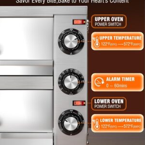 PYY Countertop Pizza Oven 12 Inch Electric Indoor Pizza Oven Commercial Stainless Steel 2-Layers Pizza Cooker with Timer for Home Restaurant (Grey) - Image 5