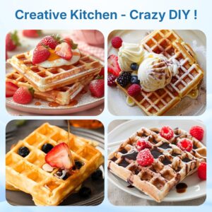Belgian Waffle Iron 4 Slices, Electric Waffle Maker with Adjustable Browning Control, Waffle Machine with Nonstick Plates Easy Cleanup, Breakfast Maker for Home, Stainless Steel, Silver - Image 3