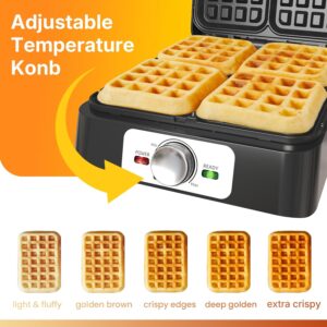 Belgian Waffle Iron 4 Slices, Electric Waffle Maker with Adjustable Browning Control, Waffle Machine with Nonstick Plates Easy Cleanup, Breakfast Maker for Home, Stainless Steel, Silver - Image 5