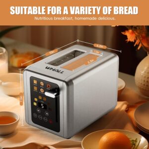 WHALL Touch Screen Toaster 2 Slice,Smart Digital Toaster with 1.5" Wide Slots,6 Shade Settings & 6 Bread Types,Memory Function,Countdown Timer,Brushed Stainless,Ideal Kitchen Gift & Essential - Image 4