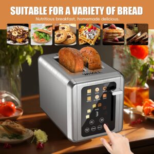 WHALL Touch Screen Toaster 2 Slice,Smart Digital Toaster with 1.5" Wide Slots,6 Shade Settings & 6 Bread Types,Memory Function,Countdown Timer,Brushed Stainless,Ideal Kitchen Gift & Essential - Image 5