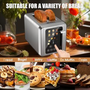 WHALL Touch Screen Toaster 2 Slice,Smart Digital Toaster with 1.5" Wide Slots,6 Shade Settings & 6 Bread Types,Memory Function,Countdown Timer,Brushed Stainless,Ideal Kitchen Gift & Essential - Image 6