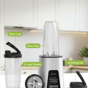 Blenders for Smoothie, 900W Personal Blender for Shakes and Smoothies with 2 * 22oz BPA Free Portable Cups, Small Juicer for Protein Shake, Baby Food, Frozen Drink - Image 2