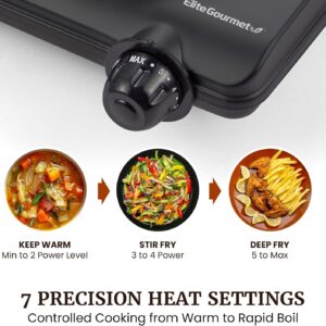 Elite Gourmet Countertop Electric Burner, 1000W Cast Iron Hot Plate, 7 Heat Settings, Portable Cooktop for RV, Dorm, Office & Small Kitchens, Road-Ready & Compact - Image 5