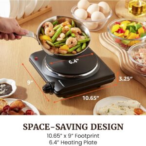 Elite Gourmet Countertop Electric Burner, 1000W Cast Iron Hot Plate, 7 Heat Settings, Portable Cooktop for RV, Dorm, Office & Small Kitchens, Road-Ready & Compact - Image 7