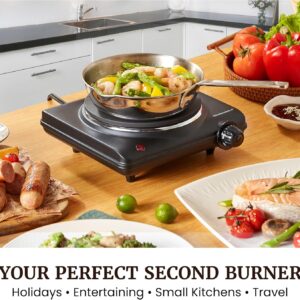 Elite Gourmet Countertop Electric Burner, 1000W Cast Iron Hot Plate, 7 Heat Settings, Portable Cooktop for RV, Dorm, Office & Small Kitchens, Road-Ready & Compact - Image 8