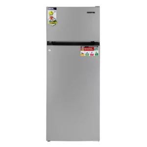 GEEPAS 240L Gross/205L Net Capacity Double Door Defrost Refrigerator| With faster Cooling, Long Lasting Freshness, Extra Space, VCM Steel Body,Tempered Glass Shelves, Handle Lock And Key, Temperature Control, LED Lighting|37L Freezer Capacity 240 L GRF2400SXE Silver - Image 2
