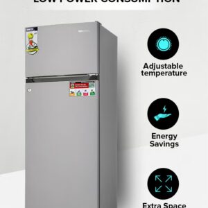 GEEPAS 240L Gross/205L Net Capacity Double Door Defrost Refrigerator| With faster Cooling, Long Lasting Freshness, Extra Space, VCM Steel Body,Tempered Glass Shelves, Handle Lock And Key, Temperature Control, LED Lighting|37L Freezer Capacity 240 L GRF2400SXE Silver - Image 6