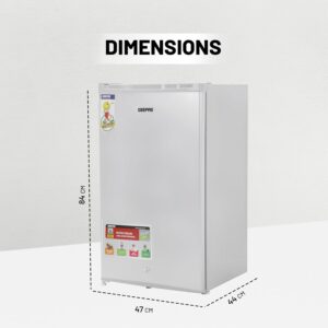GEEPAS Defrost Mini Fridge 110L Capacity With Lamp, Door Lock & Key | Low Noise Design, Compact, Powerful Compressor, Energy Saving, Faster Cooling, Adjustable Thermostat GRF115SPEH Silver - Image 3