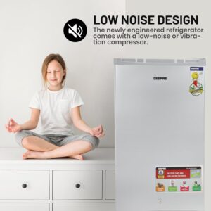 GEEPAS Defrost Mini Fridge 110L Capacity With Lamp, Door Lock & Key | Low Noise Design, Compact, Powerful Compressor, Energy Saving, Faster Cooling, Adjustable Thermostat GRF115SPEH Silver - Image 4