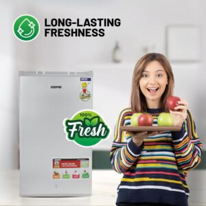 GEEPAS Defrost Mini Fridge 110L Capacity With Lamp, Door Lock & Key | Low Noise Design, Compact, Powerful Compressor, Energy Saving, Faster Cooling, Adjustable Thermostat GRF115SPEH Silver - Image 7