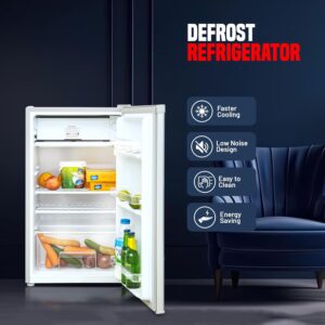 GEEPAS Defrost Mini Fridge 110L Capacity With Lamp, Door Lock & Key | Low Noise Design, Compact, Powerful Compressor, Energy Saving, Faster Cooling, Adjustable Thermostat GRF115SPEH Silver - Image 8