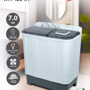 Impex 7 kg Capacity Top Load Washing Machine - 7KG Semi-Automatic Washing Machine Cloth Dress Cleaning, 350W Power, Spin 160W, Top Load, Energy-Efficient, 2 Years Warranty – Black/White/Grey - WM 4204 7 kg 350 W WM 4204 Black/White/Grey - Image 6