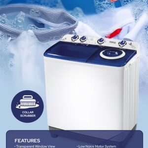 Impex 12 kg Capacity TWIN TRRB Washing Machine - 12KG Semi-Automatic Washing Machine Cloth Dress Cleaning, 420W Power, Spin 180W, Top Load, Energy-Efficient, 2 Years Warranty 12 kg 420 W WM 4205 Black/White/Grey - Image 2