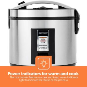 GEEPAS Rice Cooker 1.8 L Durable Construction| Removable Non-Stick Pot, Cool Touch Handle| Includes Cook, Warm Functions, Plastic Steamer| Perfect for Vegetables, Soups, Sauces etc |762W 1.8 L 762 W GRC4330 Black/Silver - Image 2
