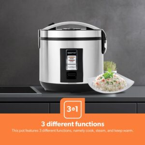 GEEPAS Rice Cooker 1.8 L Durable Construction| Removable Non-Stick Pot, Cool Touch Handle| Includes Cook, Warm Functions, Plastic Steamer| Perfect for Vegetables, Soups, Sauces etc |762W 1.8 L 762 W GRC4330 Black/Silver - Image 4